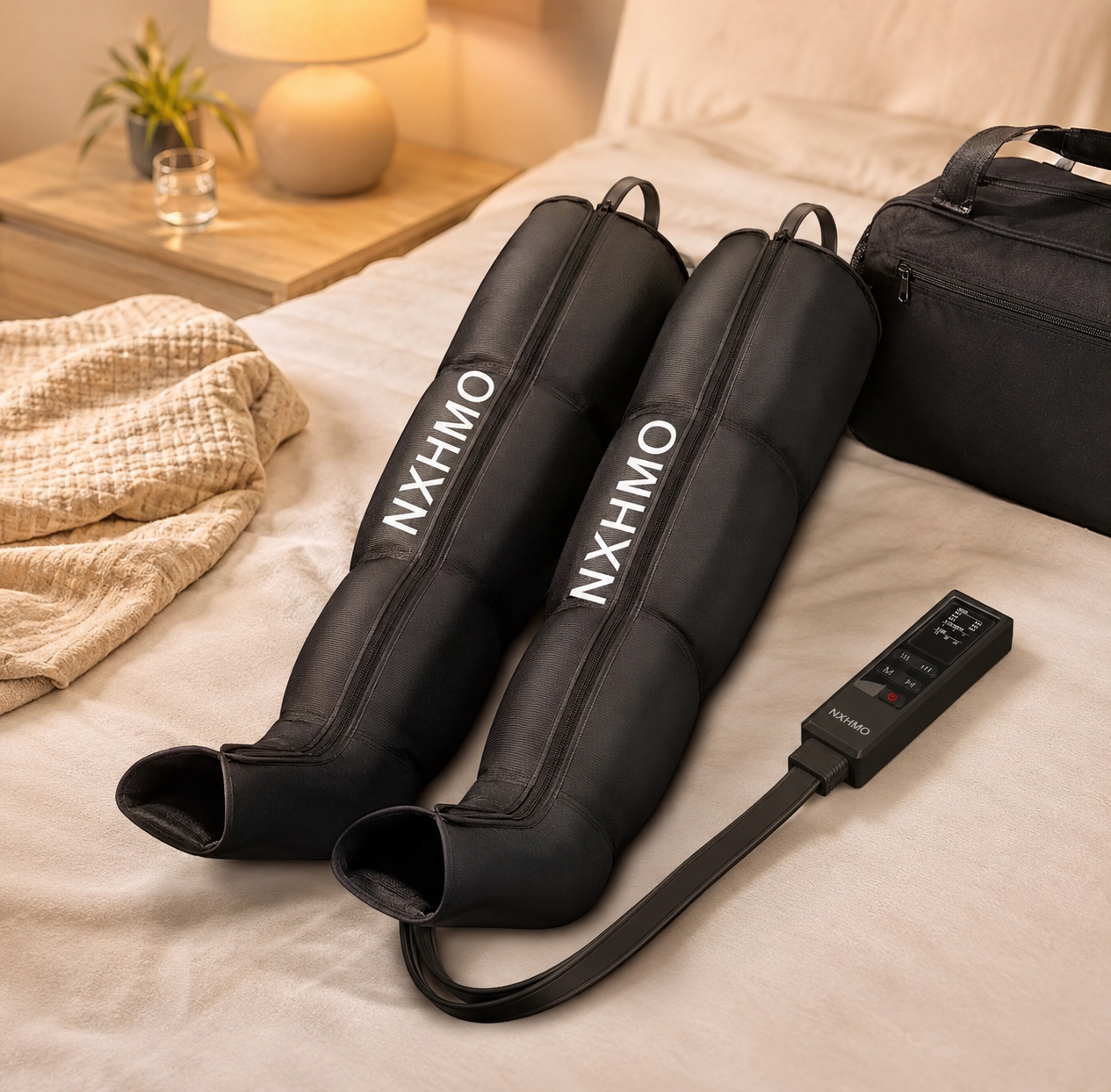 Leg Massager with Heat and Compression, Foot Massager for Circulation and Pain Relief, Sequential Air Compression Boots Recovery System with 9 Intensities 6 Modes,3 Heating for Athletes