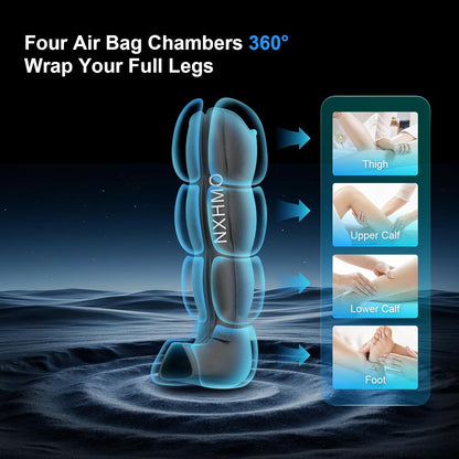 Leg Massager with Heat and Compression, Foot Massager for Circulation and Pain Relief, Sequential Air Compression Boots Recovery System with 9 Intensities 6 Modes,3 Heating for Athletes